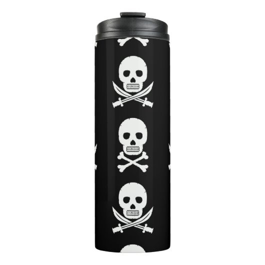 Pirate Skulls Crossbones Nahtloses Muster Thermosbecher (Vorderseite)
