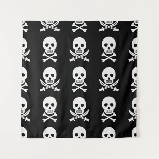 Pirate Skulls Crossbones Nahtloses Muster Wandteppich (Vorderseite)