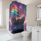 Pirate SpaceShip Landungen auf einem anderen Plane Duschvorhang (Beispiel)