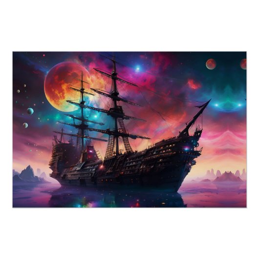 Pirate SpaceShip Landungen auf einem anderen Plane Poster (Vorderseite)