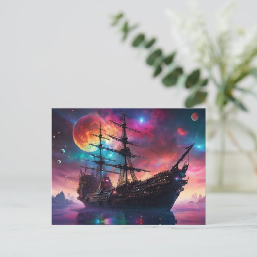 Pirate SpaceShip Landungen auf einem anderen Plane Postkarte (Stehend Vorderseite)