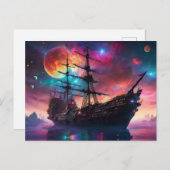 Pirate SpaceShip Landungen auf einem anderen Plane Postkarte (Vorne/Hinten)