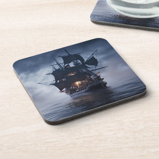 Pirate Spanish Galleon Schiff Getränkeuntersetzer (Linke Seite)