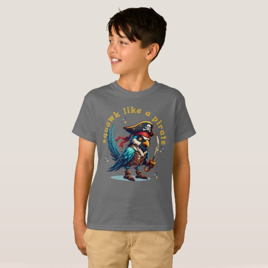 Pirate Sparrow Squawk Funny Talk like a Pirate T-Shirt (Vorne ganz)