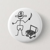 Pirate Stickman mit Schatztruhe Button (Vorderseite)