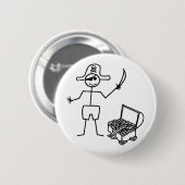 Pirate Stickman mit Schatztruhe Button (Vorne & Hinten)