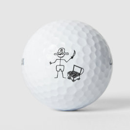 Pirate Stickman mit Schatztruhe Golfball