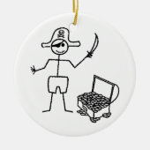 Pirate Stickman mit Schatztruhe Keramik Ornament (Vorne)