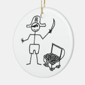 Pirate Stickman mit Schatztruhe Keramik Ornament (Links)
