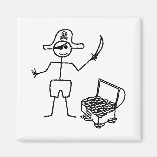 Pirate Stickman mit Schatztruhe Magnet (Vorne)