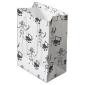 Pirate Stickman mit Schatztruhe Mittlere Geschenktüte (Vorderseite Schrägansicht)