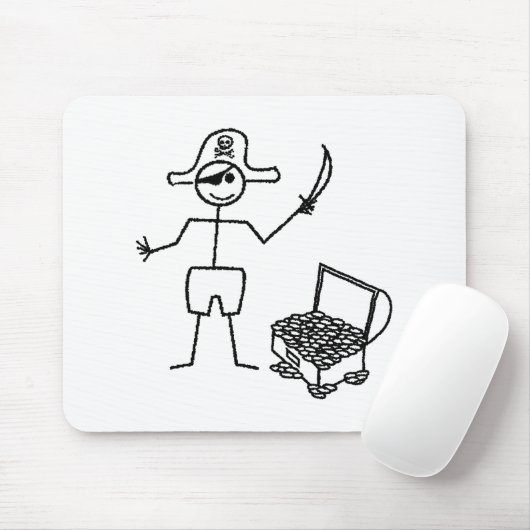 Pirate Stickman mit Schatztruhe Mousepad (Mit Mouse)