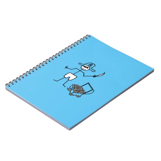 Pirate Stickman mit Schatztruhe Notizblock (Linke Seite)