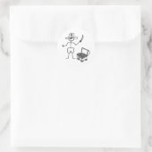 Pirate Stickman mit Schatztruhe Runder Aufkleber (Tasche)