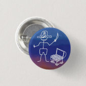 Pirate Stickman mit Schatztruhe Wasserfarbe Button (Vorne & Hinten)