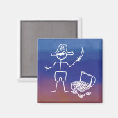 Pirate Stickman mit Schatztruhe Wasserfarbe Magnet (Vorderseite/Rückseite)