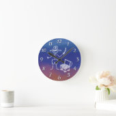 Pirate Stickman mit Schatztruhe Wasserfarbe Runde Wanduhr (Zuhause)