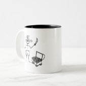 Pirate Stickman mit Schatztruhe Zweifarbige Tasse (Vorderseite Links)