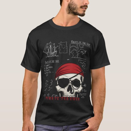 Pirate Teacher Funny Skull & Mathe Regeln T-Shirt (Vorderseite)
