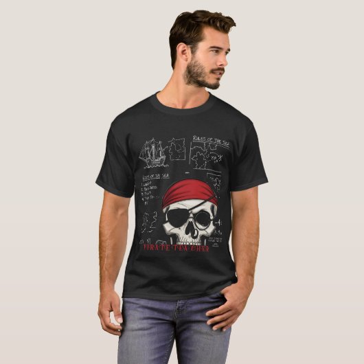 Pirate Teacher Funny Skull & Mathe Regeln T-Shirt (Vorne ganz)