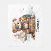 Pirate Teddy Bear Adventure - Customizable Fleecedecke (Vorderseite)