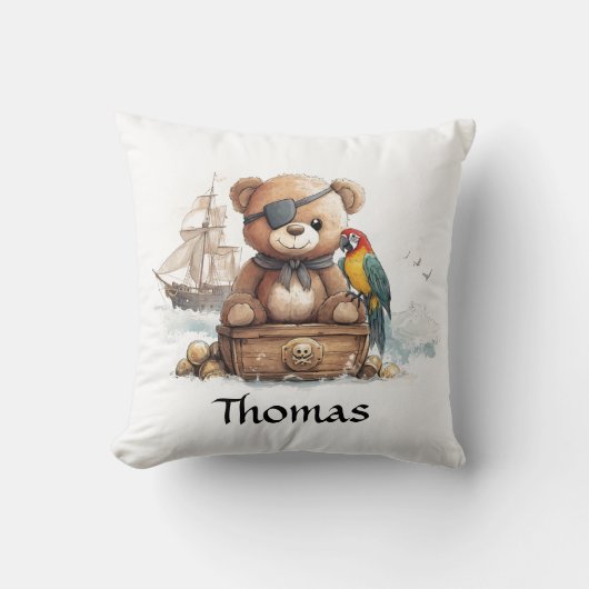 Pirate Teddy Bear Adventure - Customizable Kissen (Vorderseite)