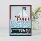Pirate Teddy Bear Babydusche Einladung (Stehend Vorderseite)