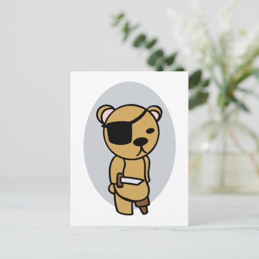 Pirate Teddy Bear Postkarte (Stehend Vorderseite)