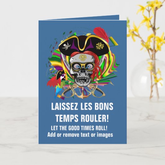 Pirate Template Mardi Gras Karte (Gelbe Blume)