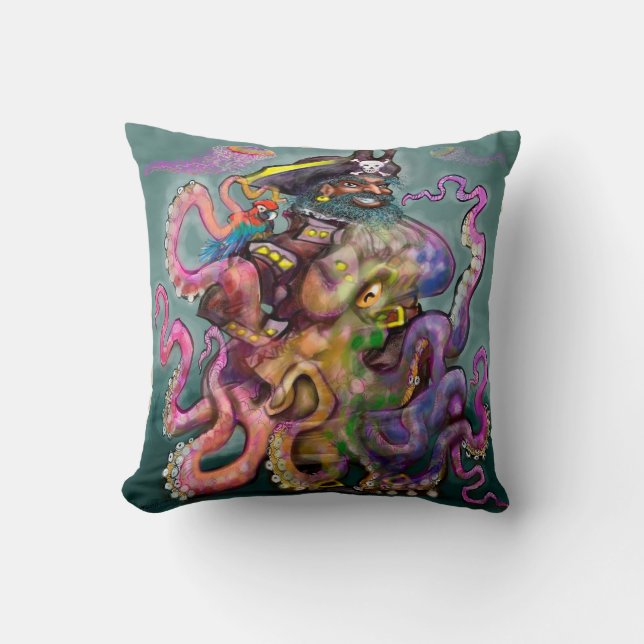 Pirate Tentacles Throw Kissen (Vorderseite)