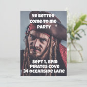 PIRATE THEMA BIRTHDAY PARTY CUSTOM EINLAGEN EINLADUNG (Stehend Vorderseite)