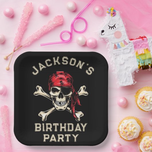 Pirate Thema Party Adult Salty Skull Black 2 Pappteller (Party)