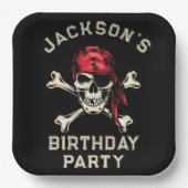 Pirate Thema Party Adult Salty Skull Black 2 Pappteller (Vorderseite)