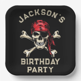 Pirate Thema Party Adult Salty Skull Black 2 Pappteller