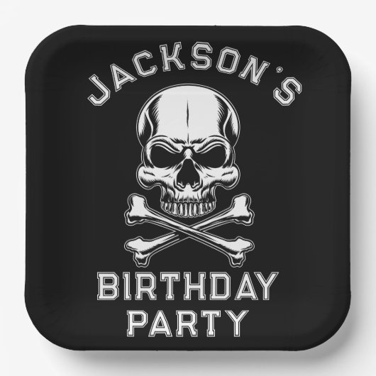 Pirate Thema Party Adult Schiff's Skull Black 2 Pappteller (Vorderseite)