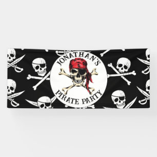 Pirate Thema Party Erwachsene Salty Skull Black. Banner