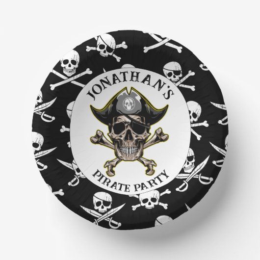 Pirate Thema Party Erwachsene Skull.Cross Bones Pappteller (Vorderseite)