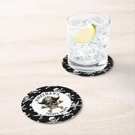 Pirate Thema Party Erwachsene Skull.Cross Bones Runder Pappuntersetzer (Vor Ort)