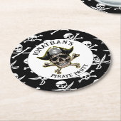 Pirate Thema Party Erwachsene Skull.Cross Bones Runder Pappuntersetzer (Angewinkelt)