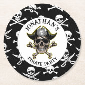 Pirate Thema Party Erwachsene Skull.Cross Bones Runder Pappuntersetzer (Vorderseite)