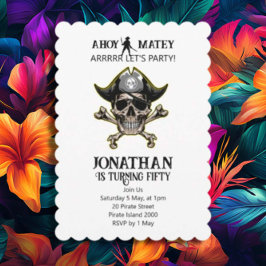 Pirate Thema Party Erwachsene Skull Cross Knochen Einladung