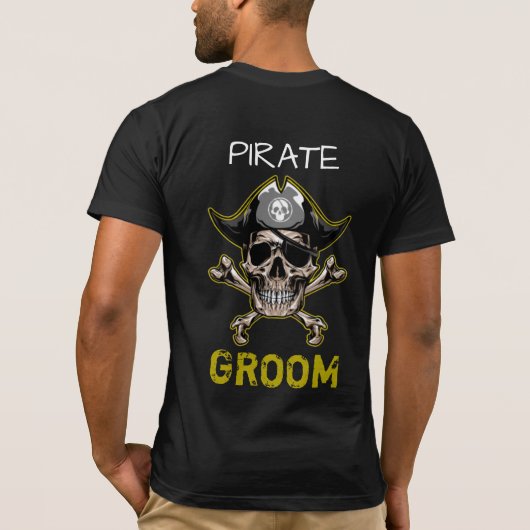 Pirate Thema Party Erwachsene Skull GROOM T - Shir T-Shirt (Rückseite)