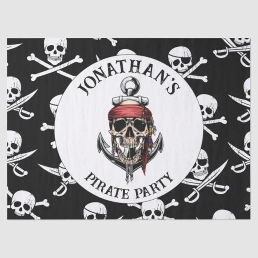 Pirate Thema Party Erwachsene Skull. NAUTISCH Seidenpapier (Vorderseite)