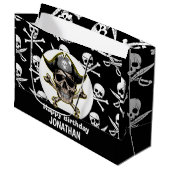 Pirate Thema Party Erwachsene Skull und Kreuzknoch Große Geschenktüte (Vorderseite Schrägansicht)