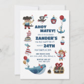 Pirate Theme Ahoy Matey Boys Birthday Party Einladung (Vorderseite)