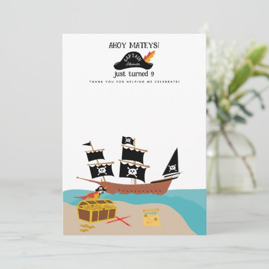 Pirate Theme Birthday Party Danke (Stehend Vorderseite)