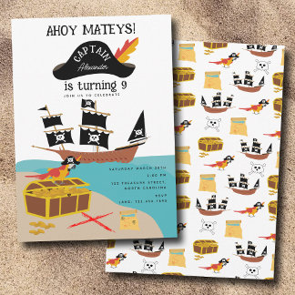 Pirate Theme Birthday Party Einladung