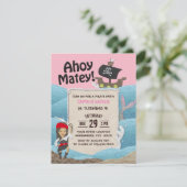 Pirate Theme Captain Girl Birthday Party Einladung (Stehend Vorderseite)
