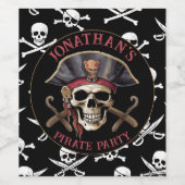 Pirate theme Party Adult Ship Captain Skull 1 Weinetikett (Einzelnes Label)