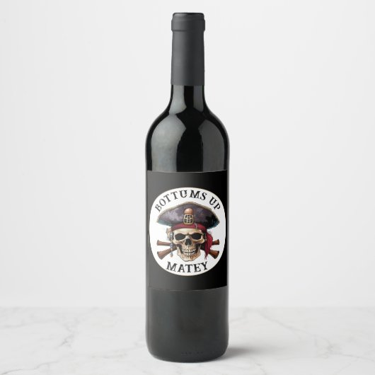 Pirate theme Party Adult Ship Captain Skull 6 Weinetikett (Vorderseite)
